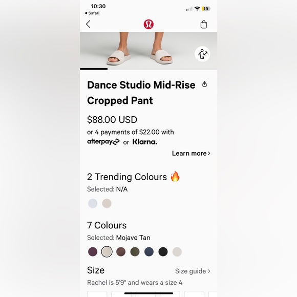 Lululemon Dance Studio Mid Rise Cropped Pant - Picture 2 of 11